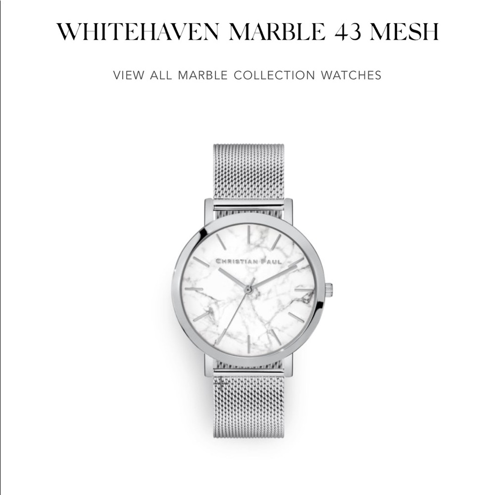 Christian Paul White Marble Mesh silver watch
